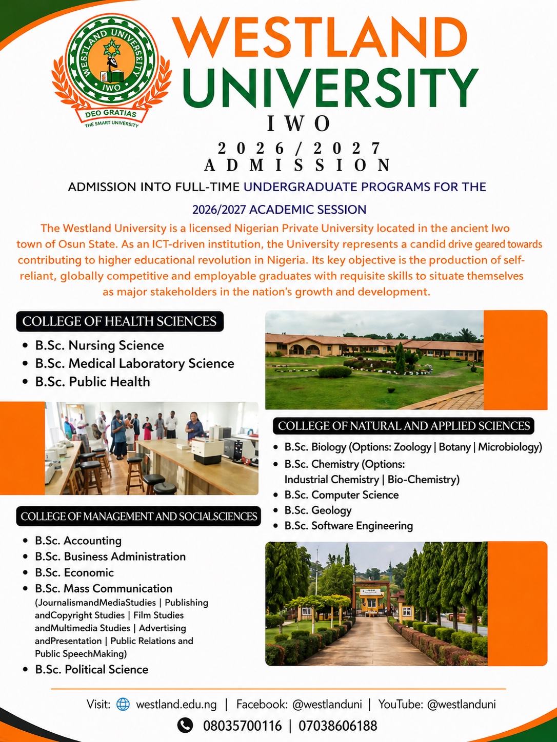 Westland University admission and programmes information